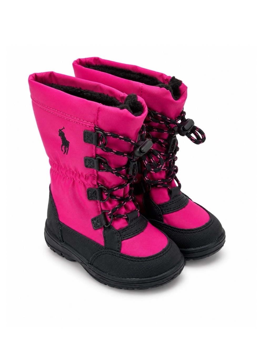 Polo Ralph Lauren Pink Black Knee Height Rubber Sole Rain Boots Toddler Size 5